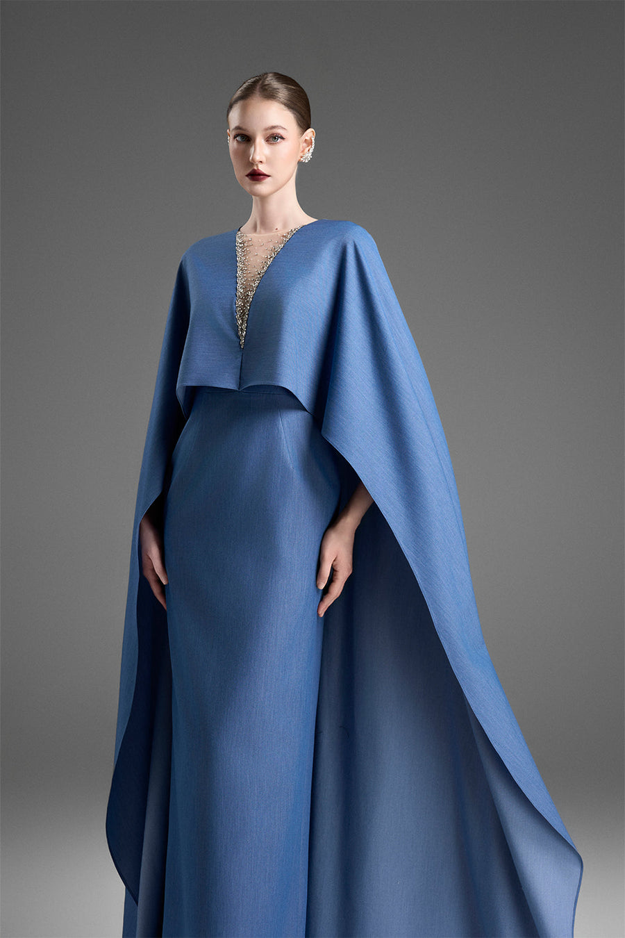 Katarina Cape Sleeve Bead Maxi Dress 3