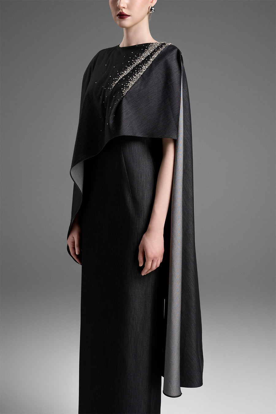 Natalia Cape Sleeve Bead Maxi Dress 3