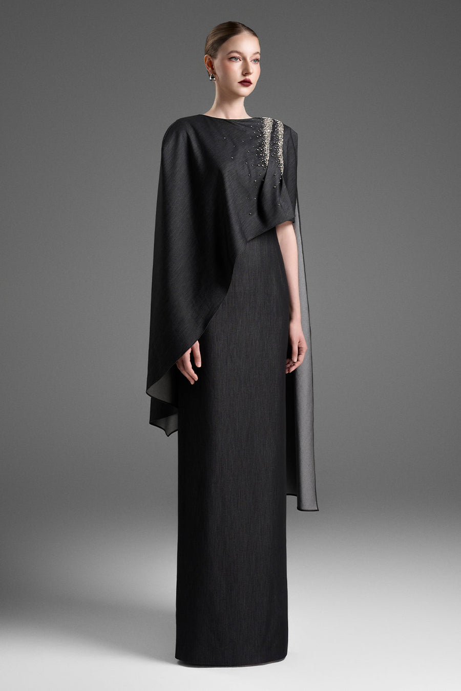 Natalia Cape Sleeve Bead Maxi Dress 5