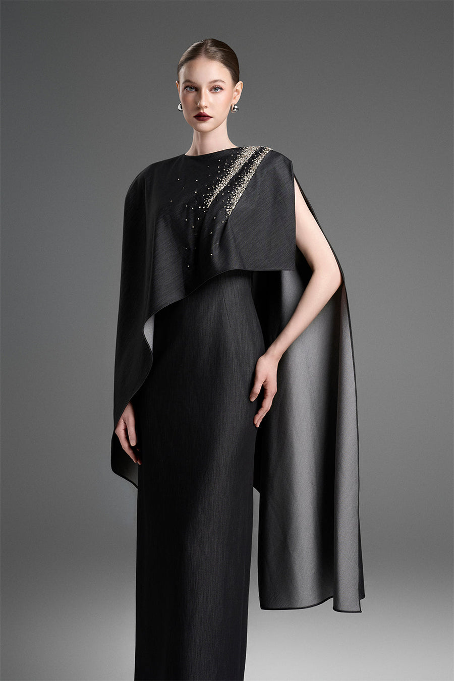 Natalia Cape Sleeve Bead Maxi Dress 2