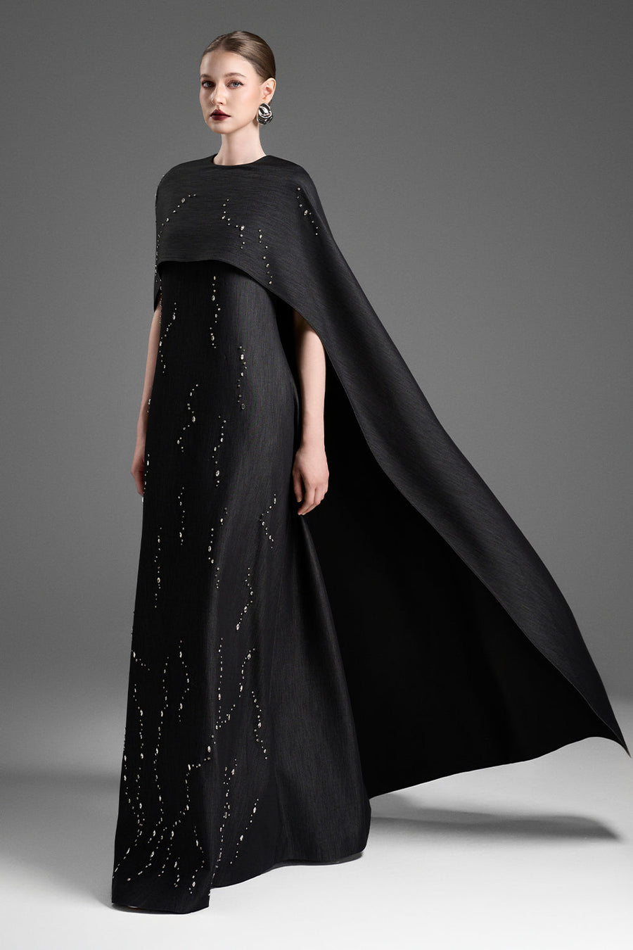 Giulia Cape Sleeve Rhinestone Maxi Dress 4