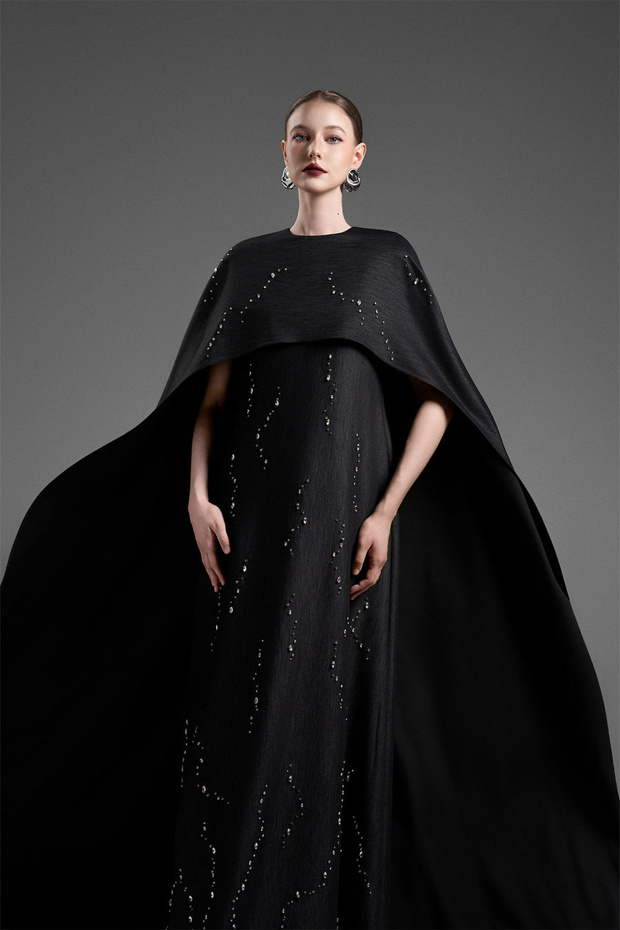 Giulia Cape Sleeve Rhinestone Maxi Dress 2