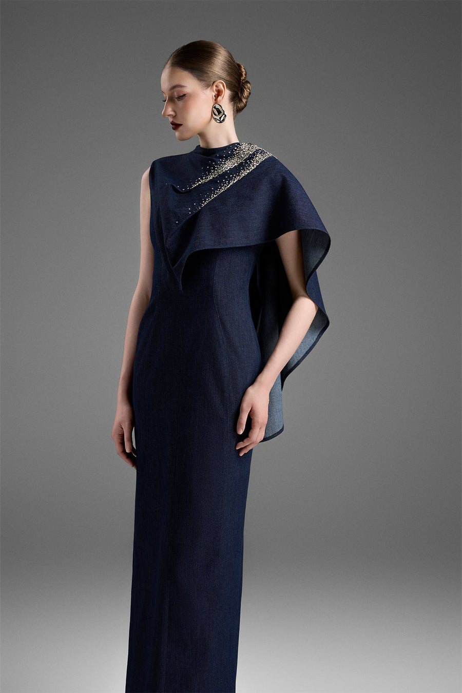 Martina Asymmetric Sleeve Bead Maxi Dress 3