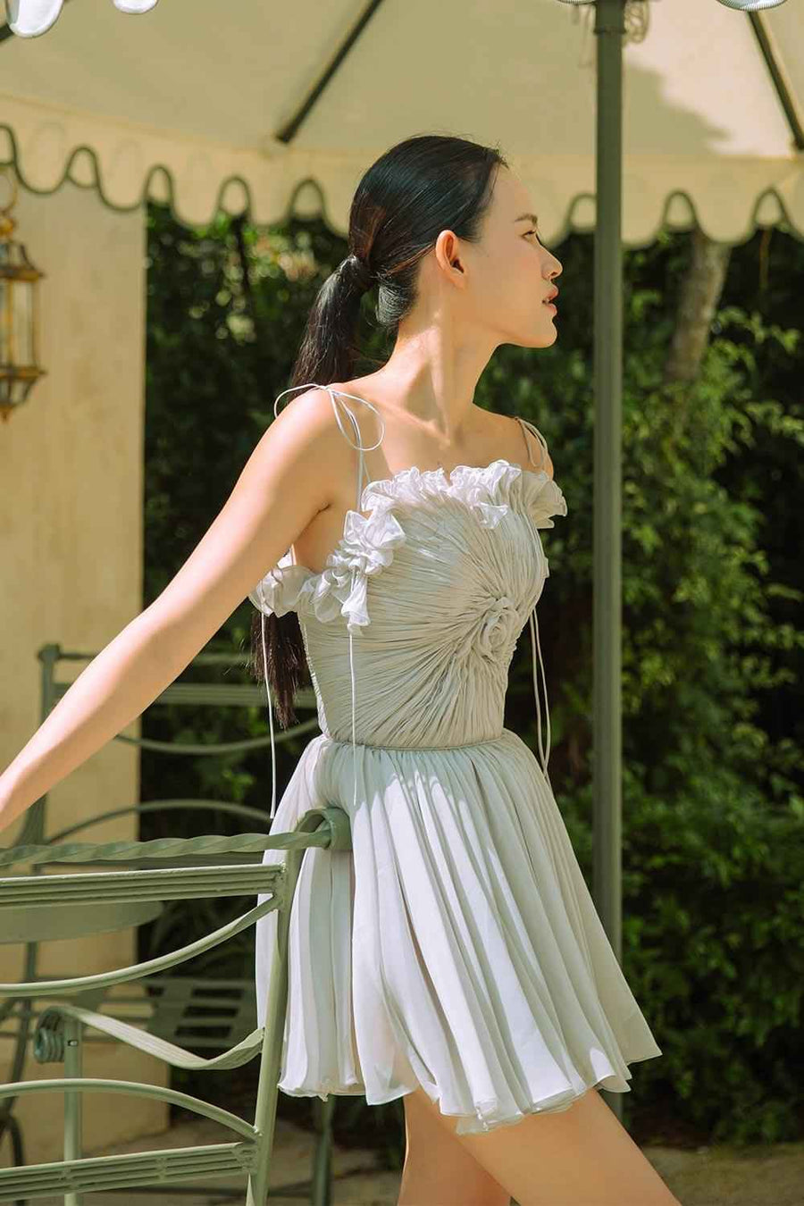Alaya Fit and Flare Twisted Organza Voile Mini Dress