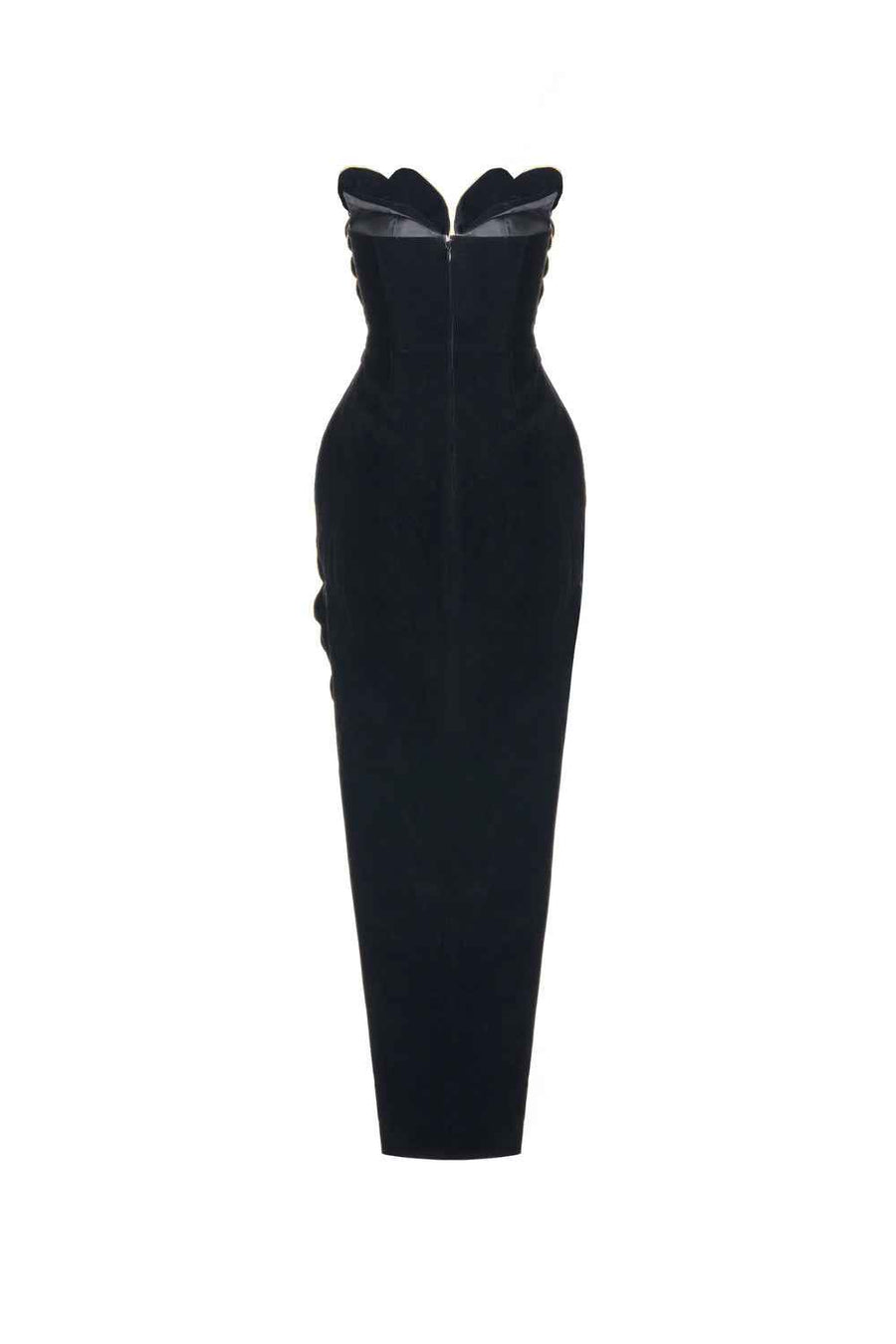 Baylor Pegged Sweetheart Neck Velvet Maxi Dress