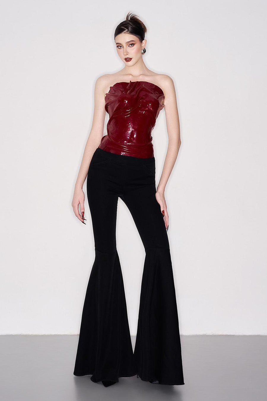 Soleila Fit and Flare High Waist Crepe Floor Length Pants Pants CEM