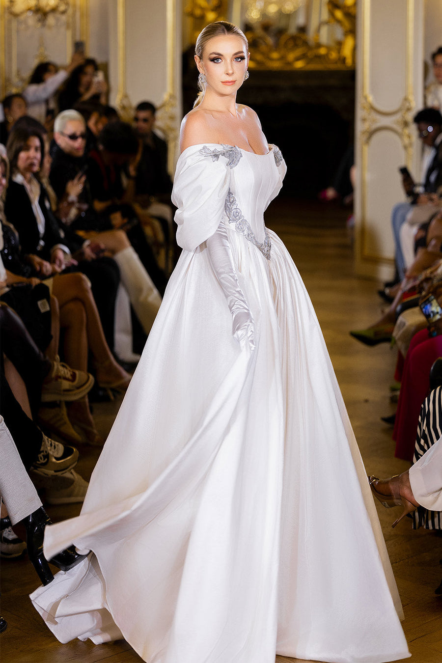 Yvonne Ball Gown Off-Shoulder Taffeta Floor Length Dress White Gown Dress I.H.F Atelier