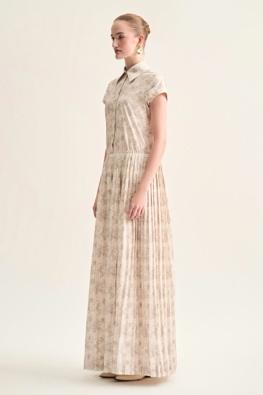 Solea A-line Pleated Cotton Maxi Dress 7