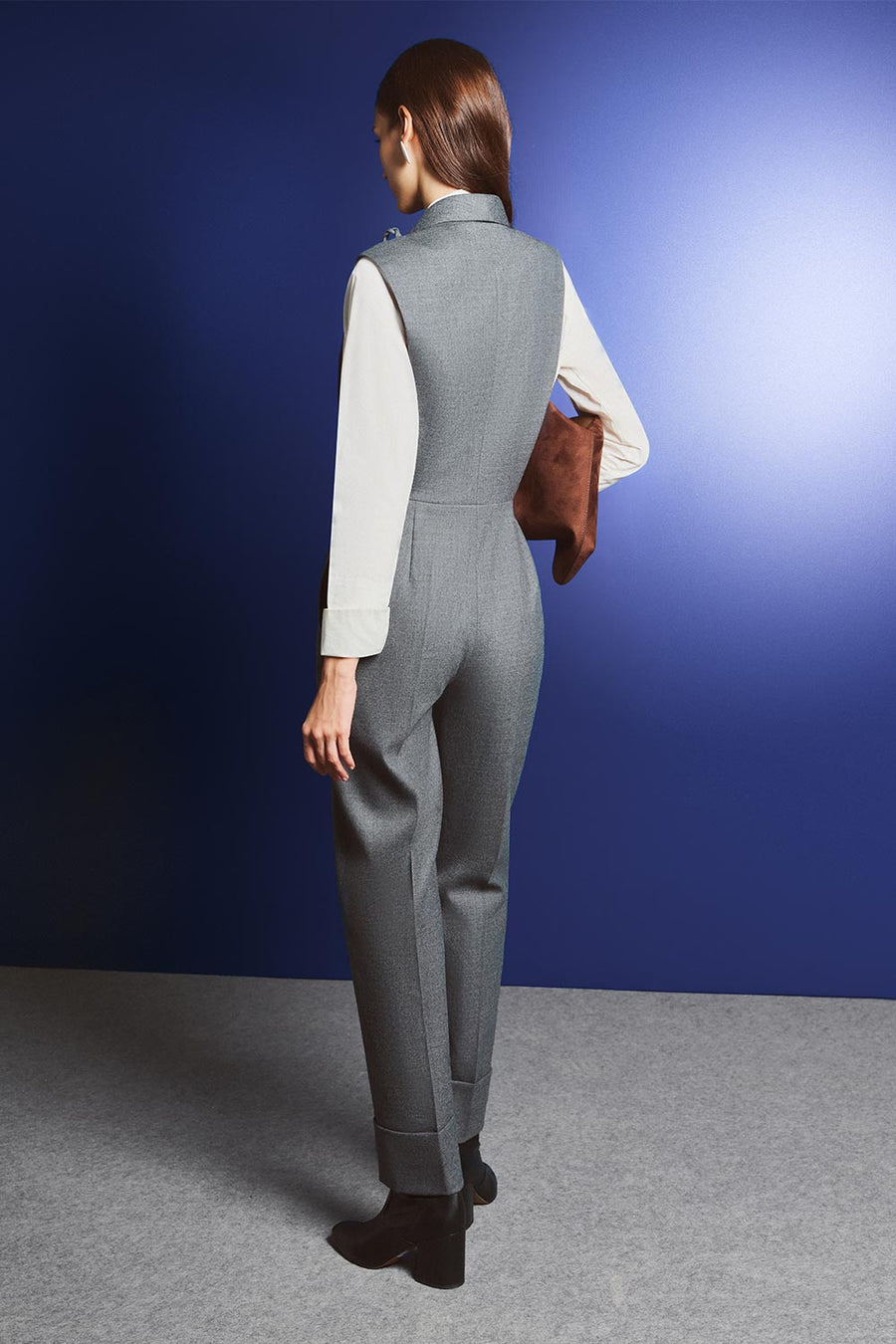 Rhodes Straight Slim Leg Felt Ankle Length Jumpsuit 4