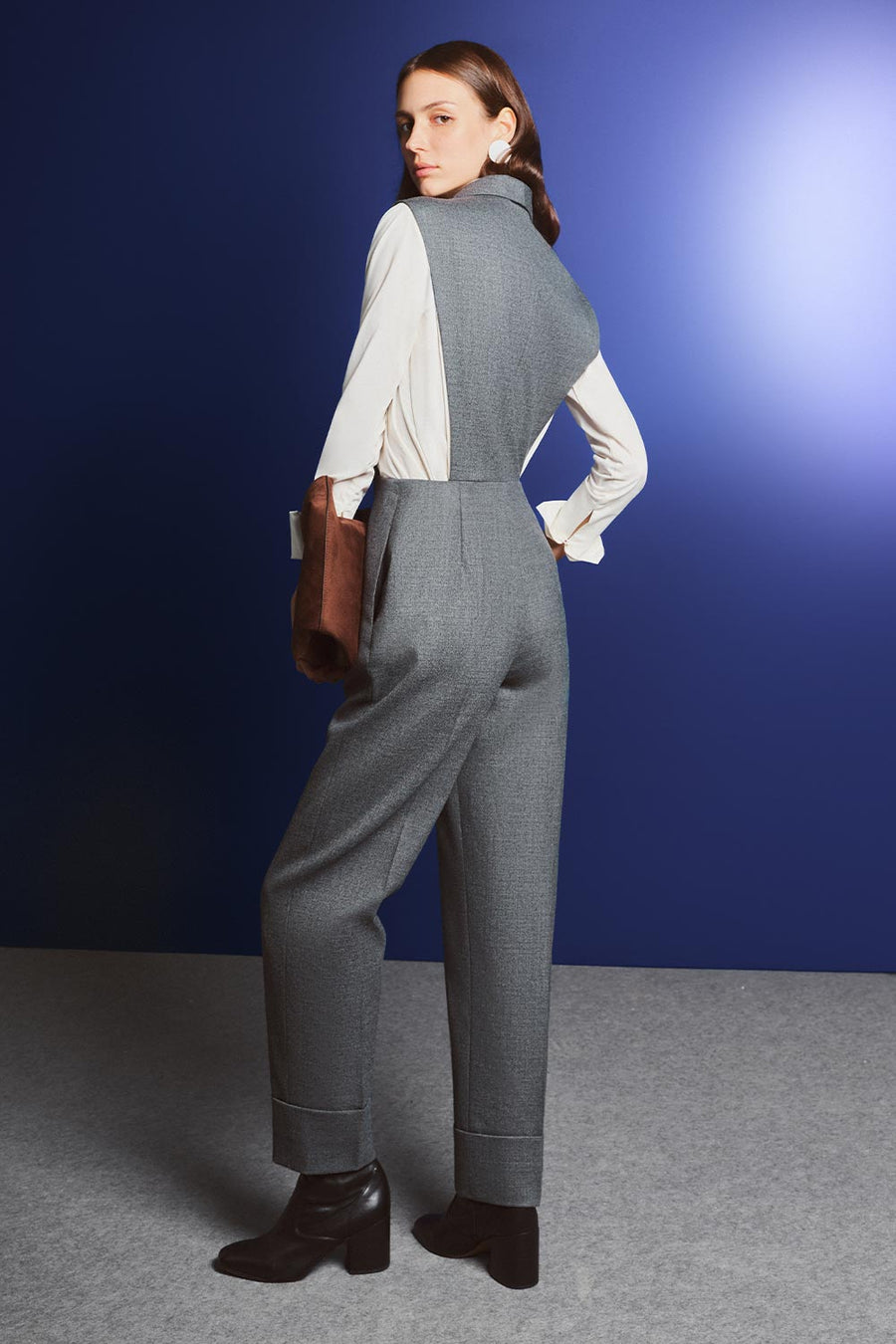 Rhodes Straight Slim Leg Felt Ankle Length Jumpsuit 2