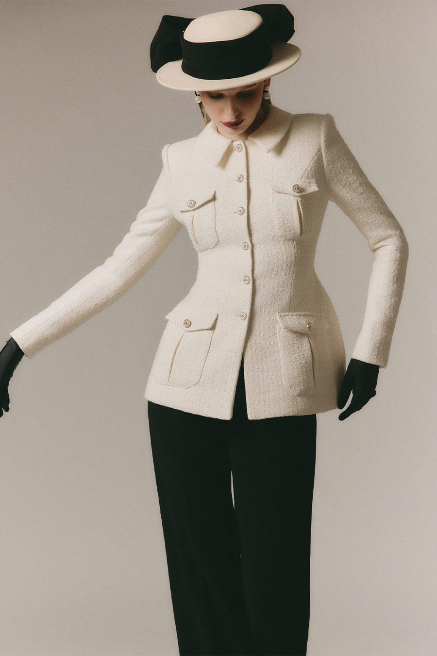 Amara Hourglass Long Sleeved Tweed Jacket 4
