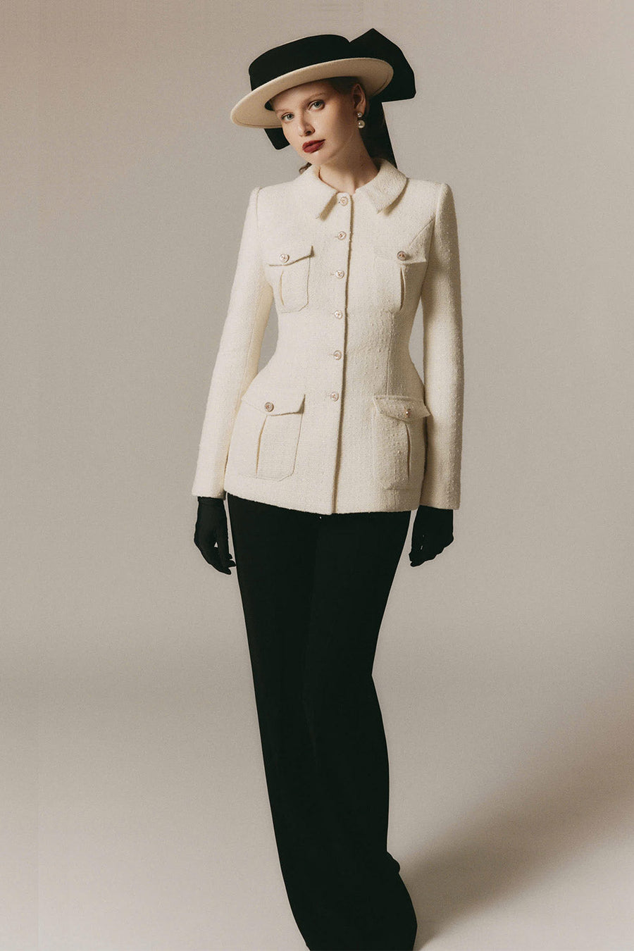 Amara Hourglass Long Sleeved Tweed Jacket 5