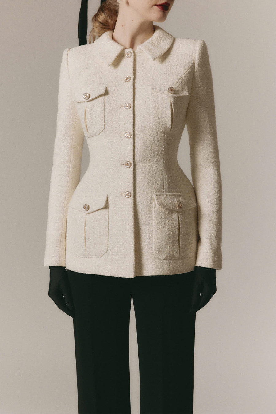 Amara Hourglass Long Sleeved Tweed Jacket 2