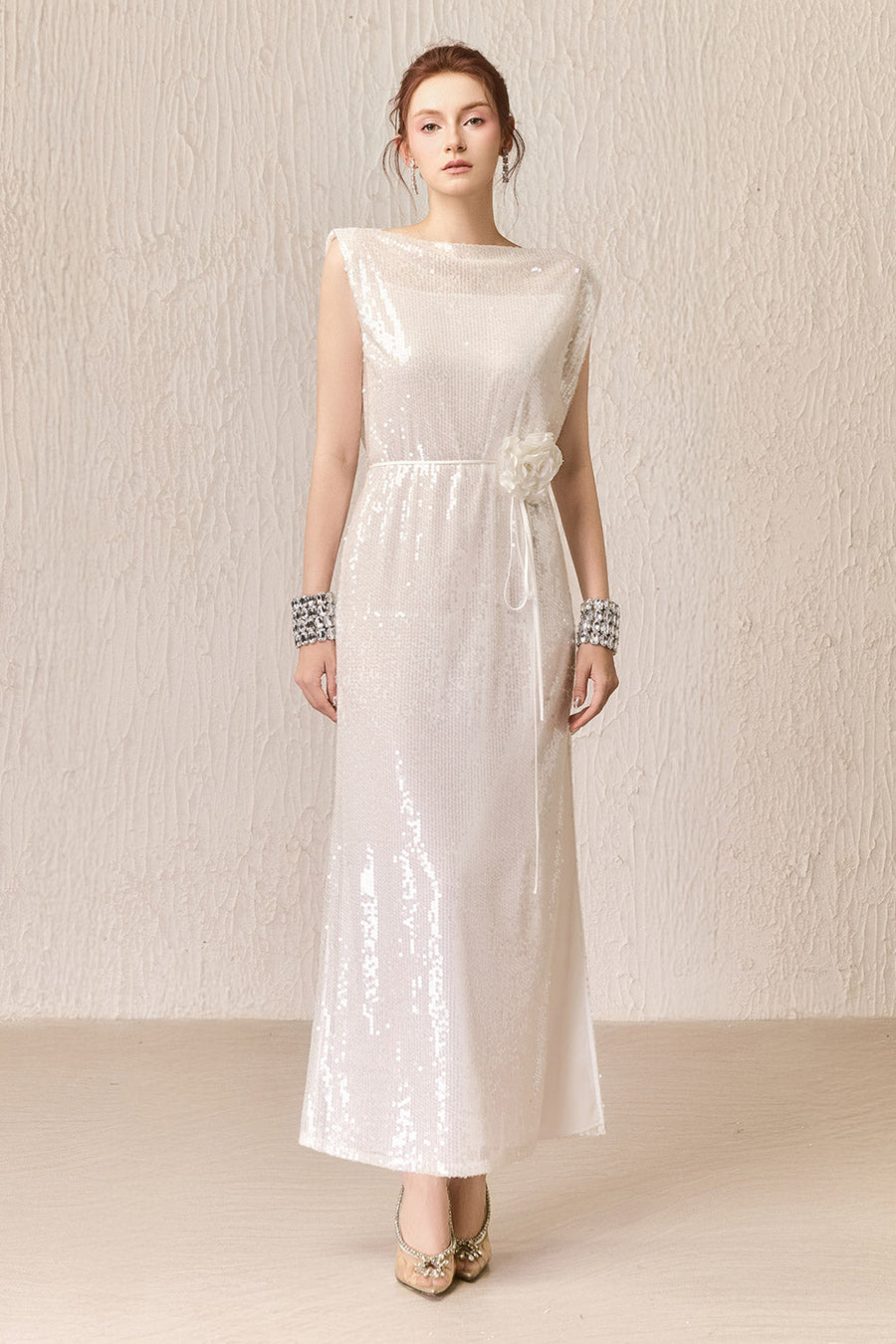 Le Charme Straight Sleeveless Tulle Ankle Length Dress Maxi Dress Arti Apparel