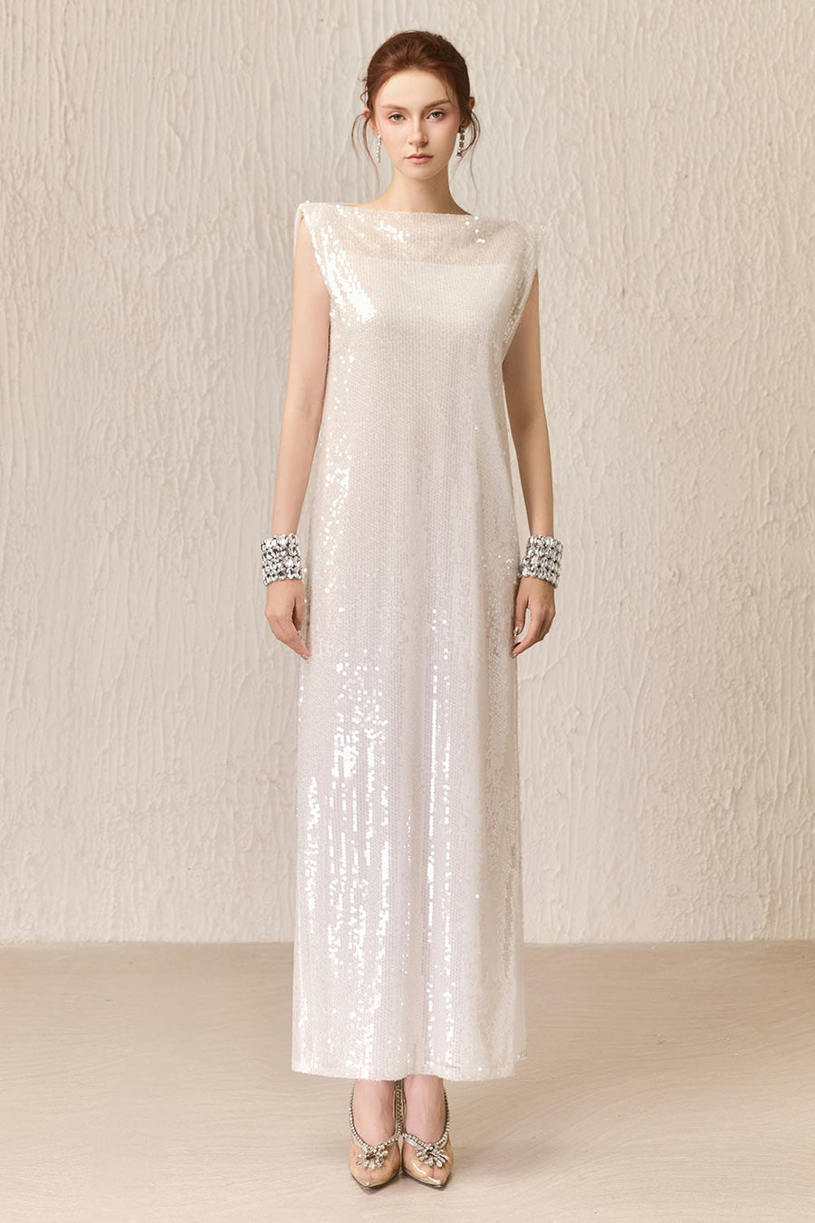 Le Charme Straight Sleeveless Tulle Ankle Length Dress Maxi Dress Arti Apparel