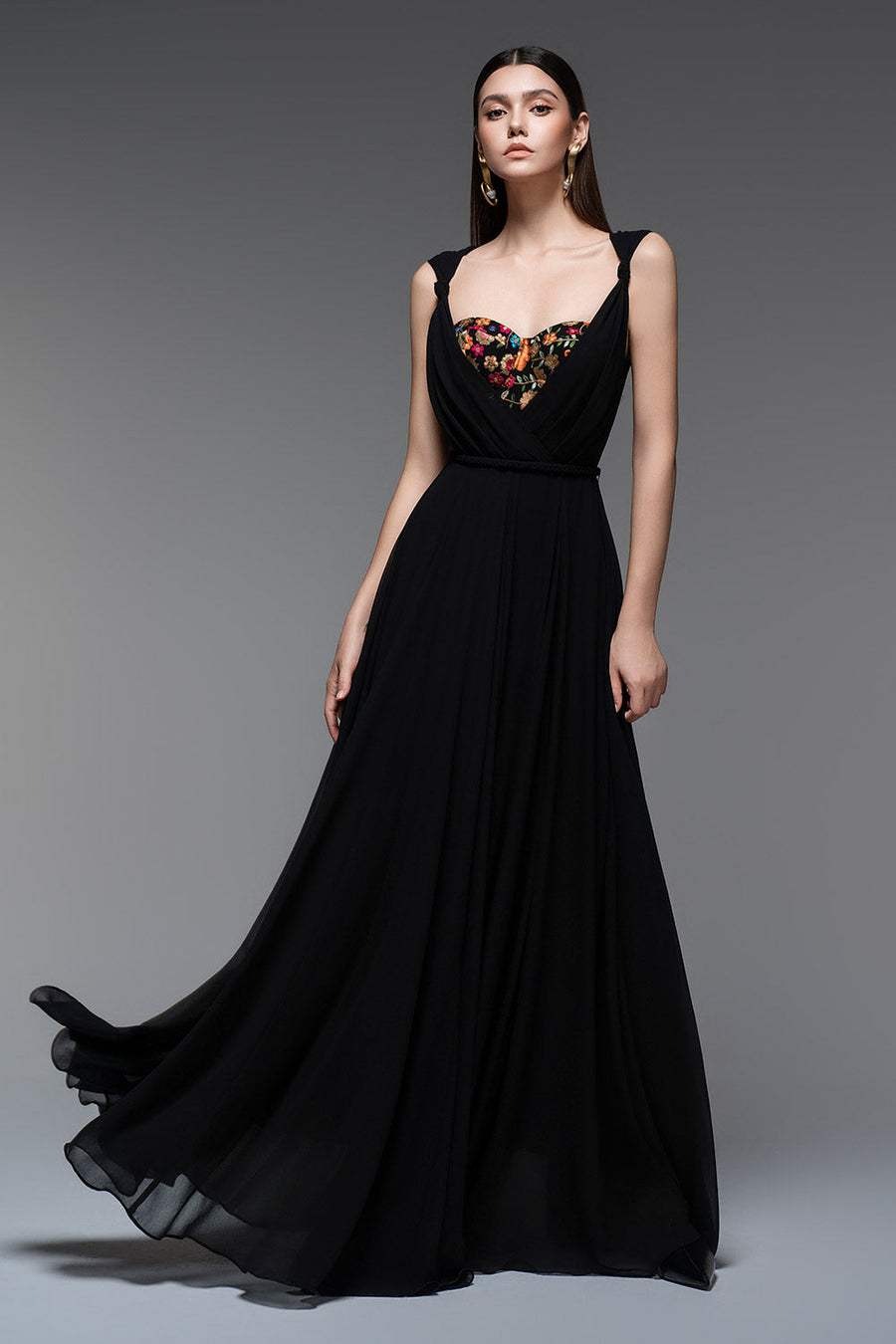 Ophelia A-line Semi-Heart Neck Chiffon Floor Length Dress 8