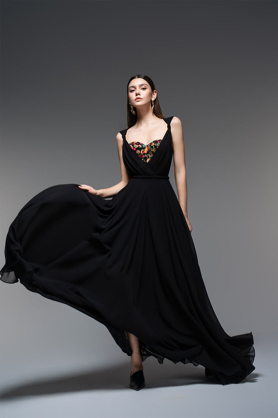 Ophelia A-line Semi-Heart Neck Chiffon Floor Length Dress 7