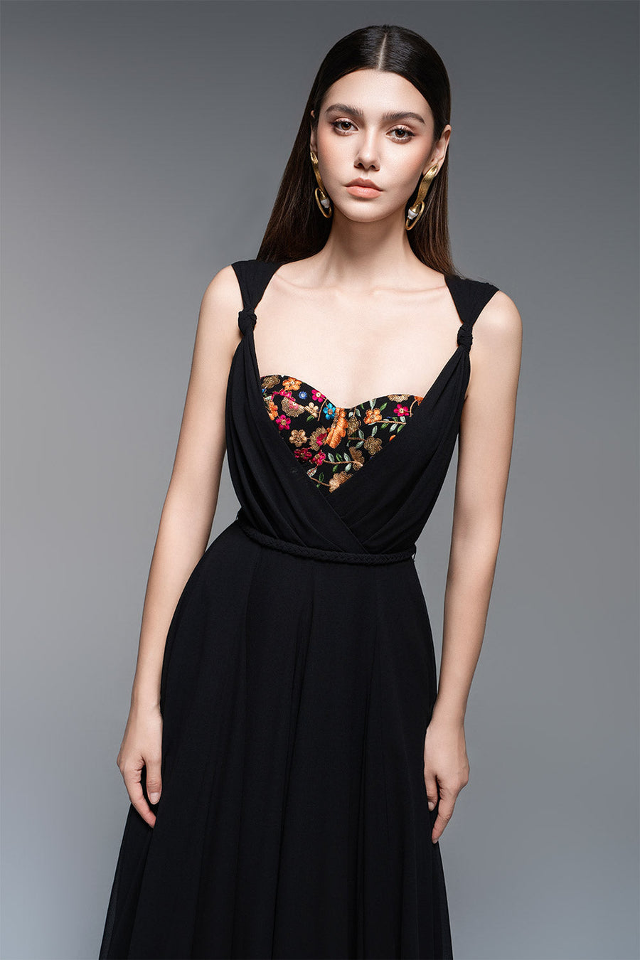 Ophelia A-line Semi-Heart Neck Chiffon Floor Length Dress 2
