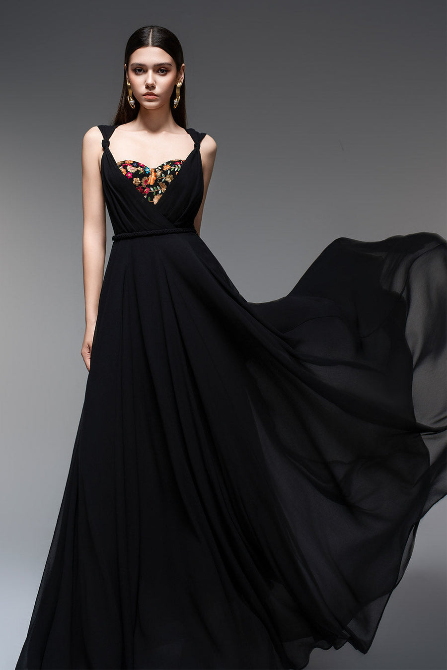 Ophelia A-line Semi-Heart Neck Chiffon Floor Length Dress 5
