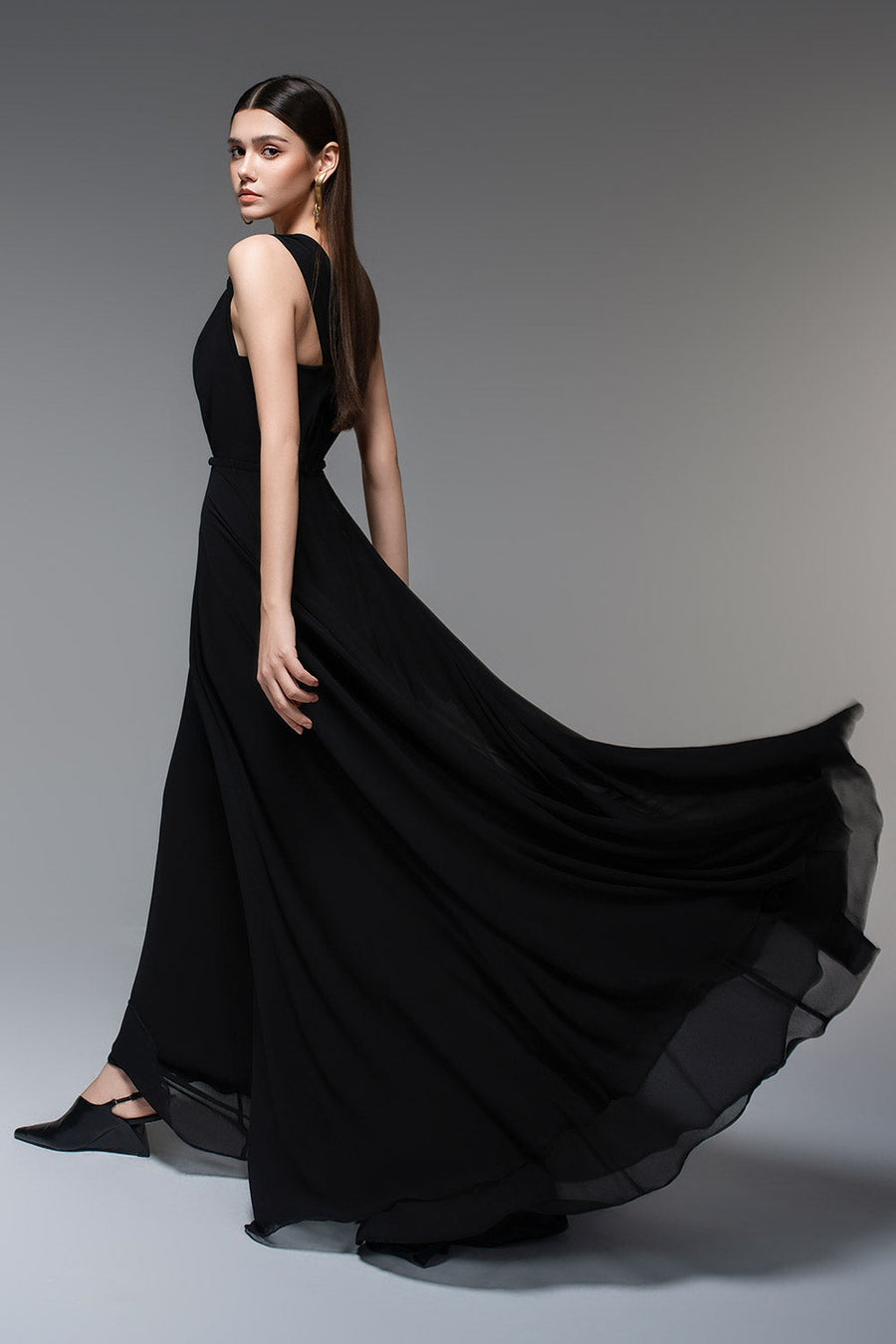 Ophelia A-line Semi-Heart Neck Chiffon Floor Length Dress 6