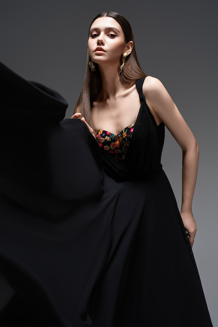 Ophelia A-line Semi-Heart Neck Chiffon Floor Length Dress 4