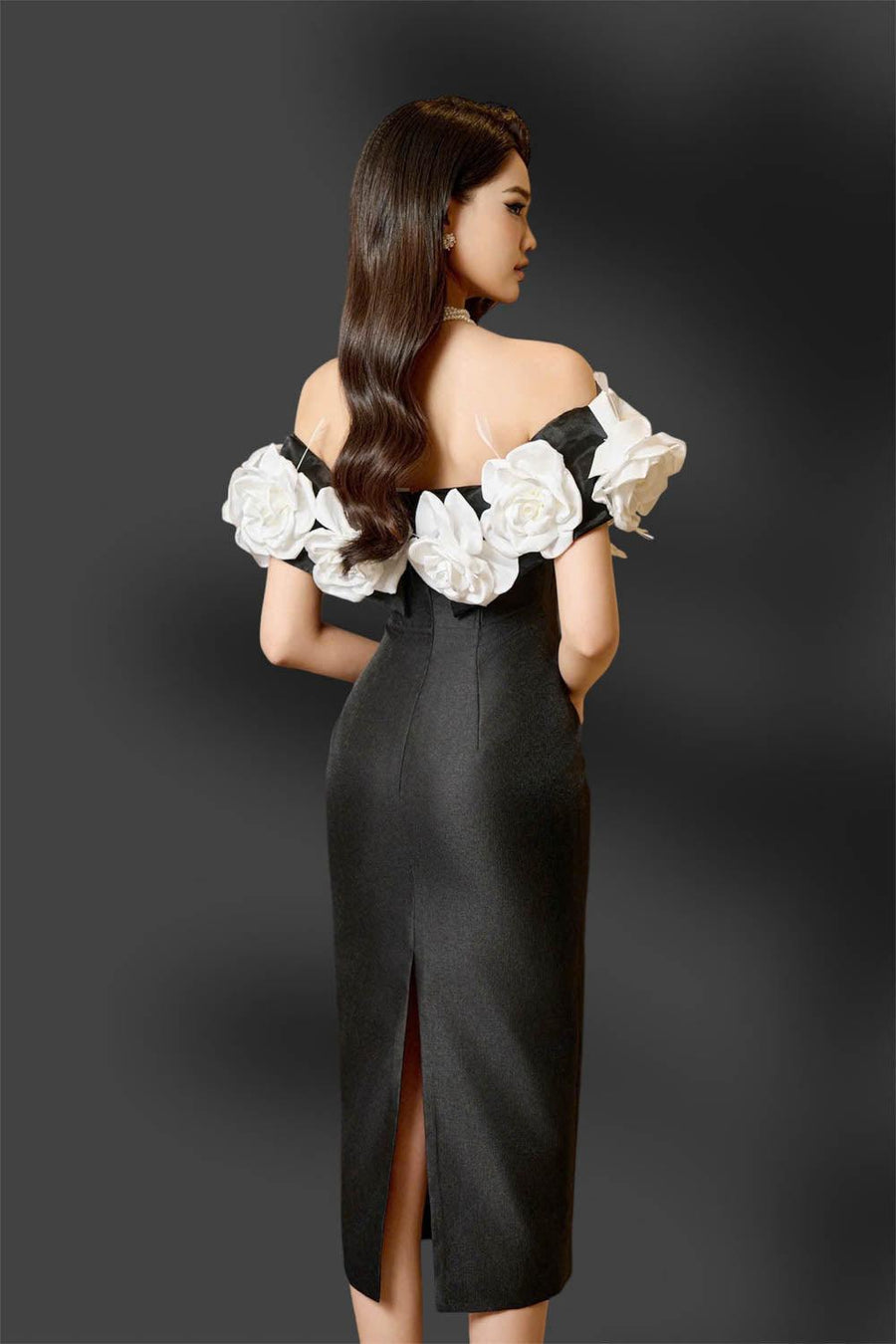 Riri Rose Hourglass Off-Shoulder Taffeta Midi Dress 22