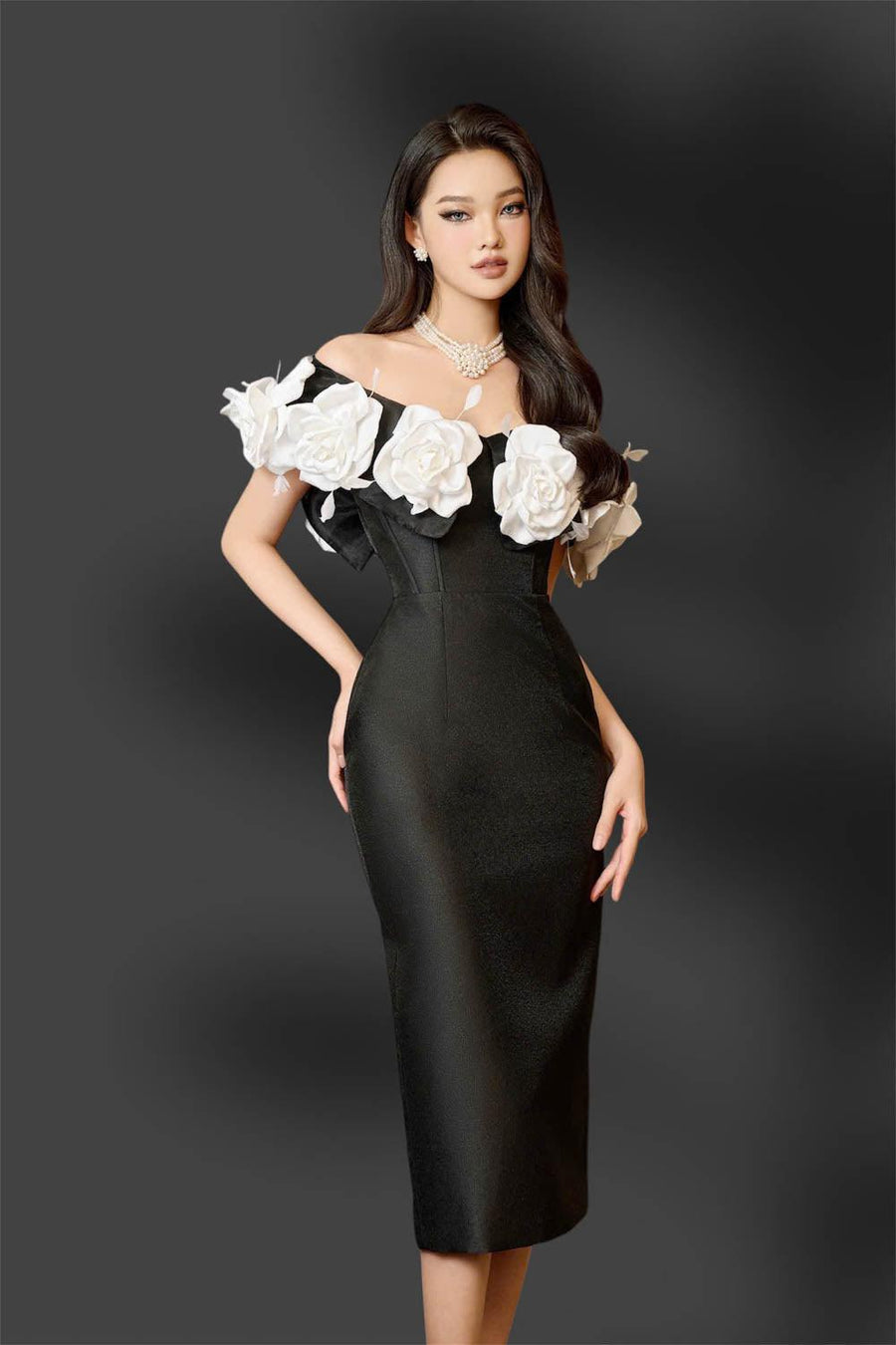 Riri Rose Hourglass Off-Shoulder Taffeta Midi Dress 21