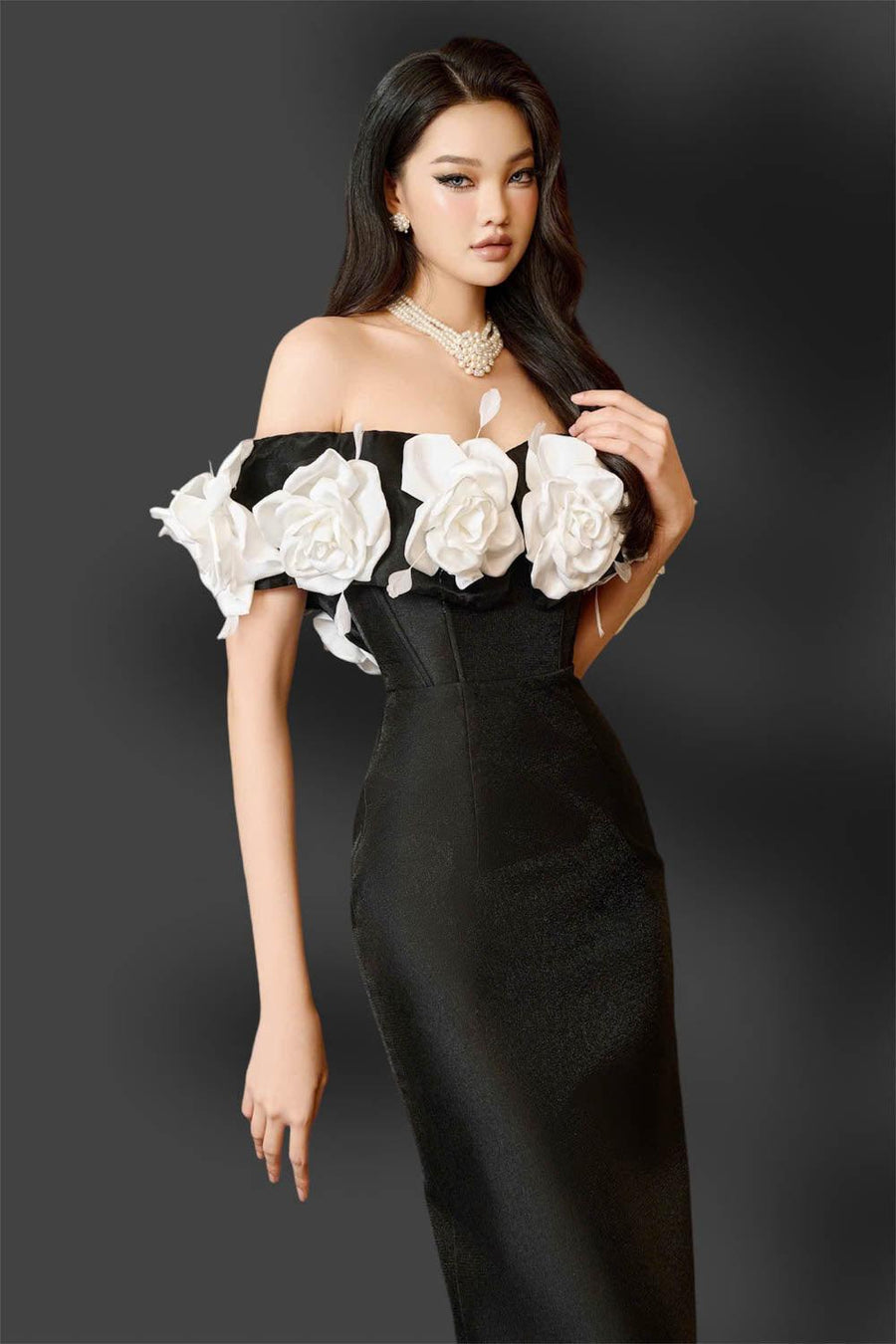 Riri Rose Hourglass Off-Shoulder Taffeta Midi Dress 20