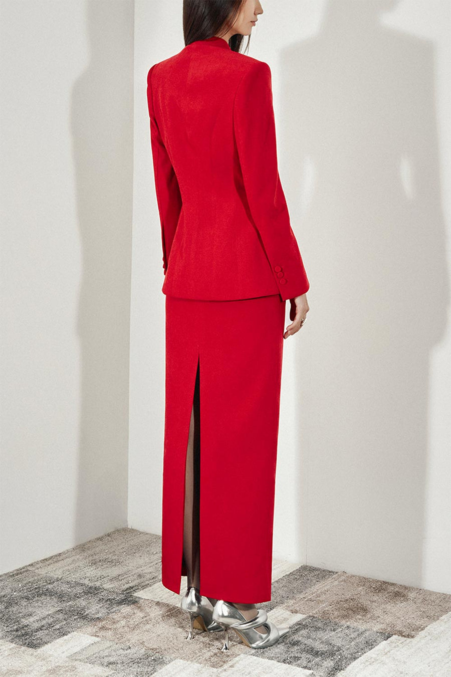 Matilda Structured Square Shoulder Velvet Blazer 6