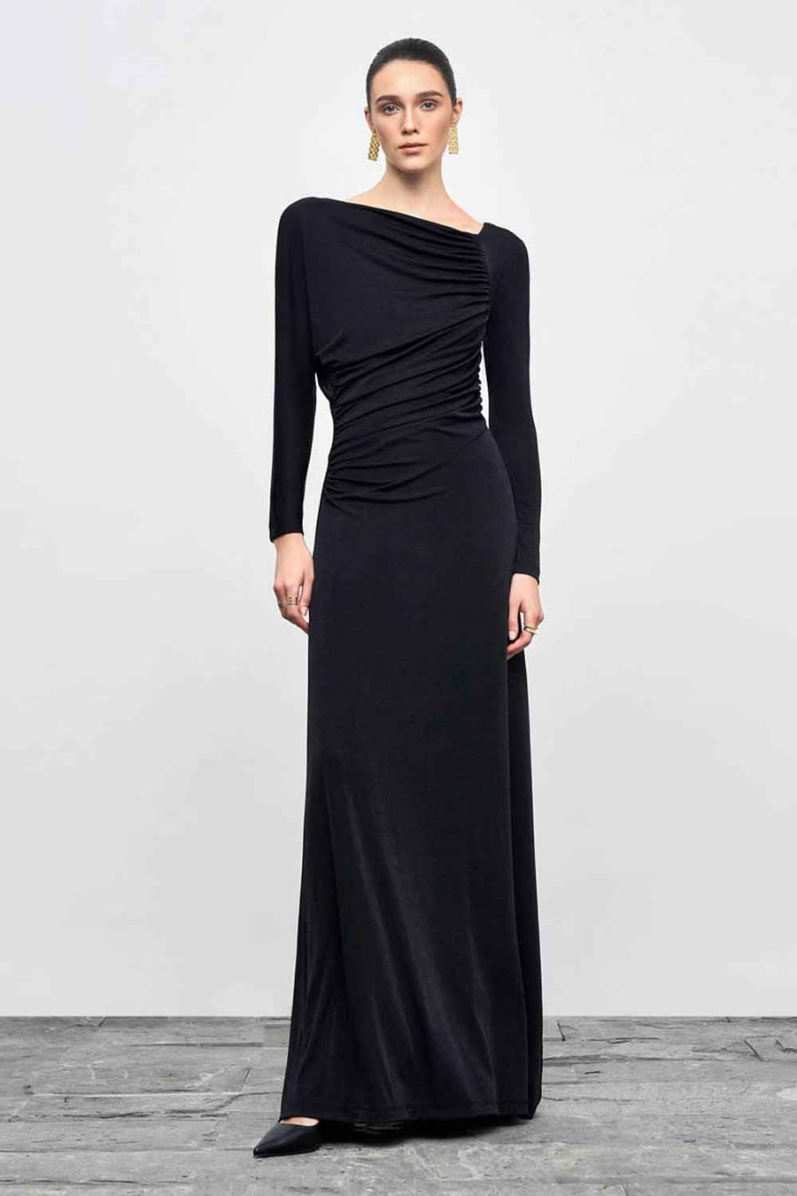 Daphne A-line Gathered Spandex Floor Length Dress Maxi Dress Eegen Studio