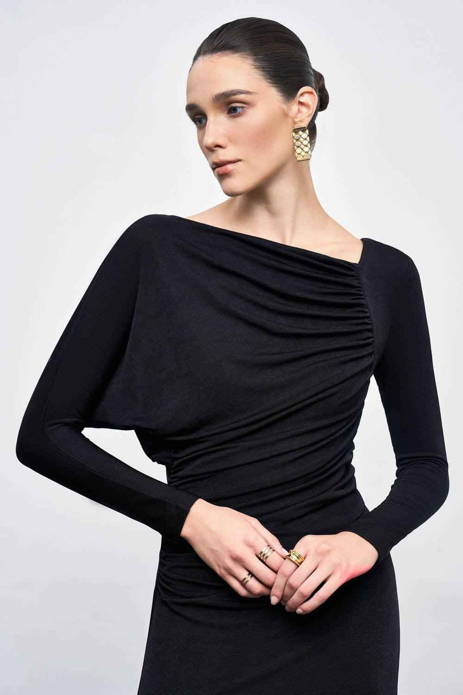 Daphne A-line Gathered Spandex Floor Length Dress Maxi Dress Eegen Studio