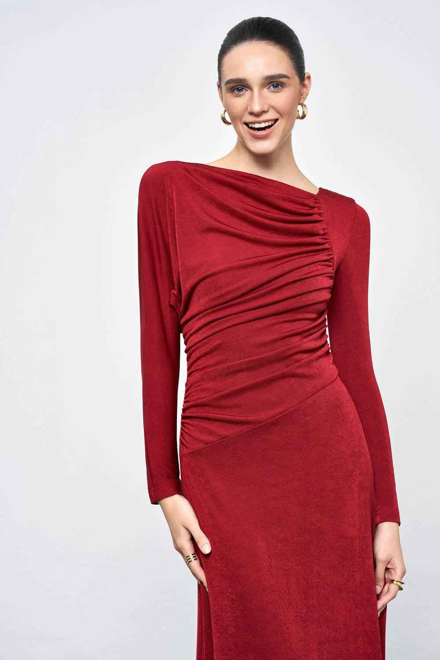 Daphne A-line Gathered Spandex Floor Length Dress Maxi Dress Eegen Studio