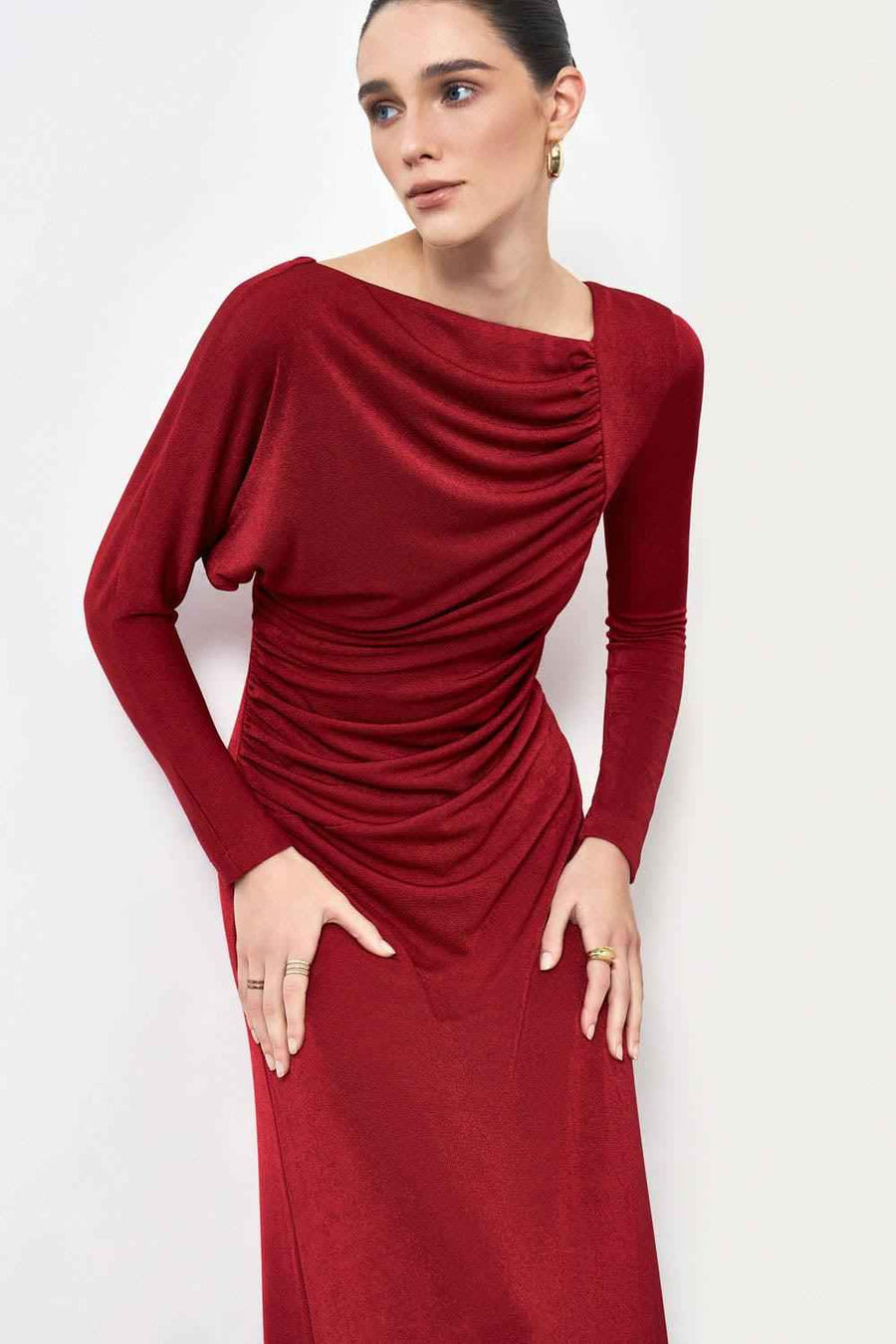 Daphne A-line Gathered Spandex Floor Length Dress Maxi Dress Eegen Studio