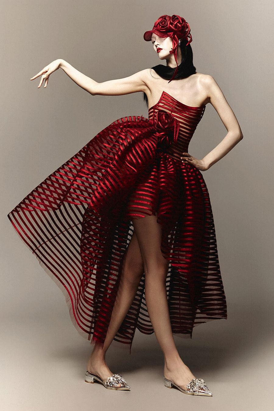 Halona Ball Gown Open Shoulder Mesh Midi Dress Midi Dress DAS LA VIE