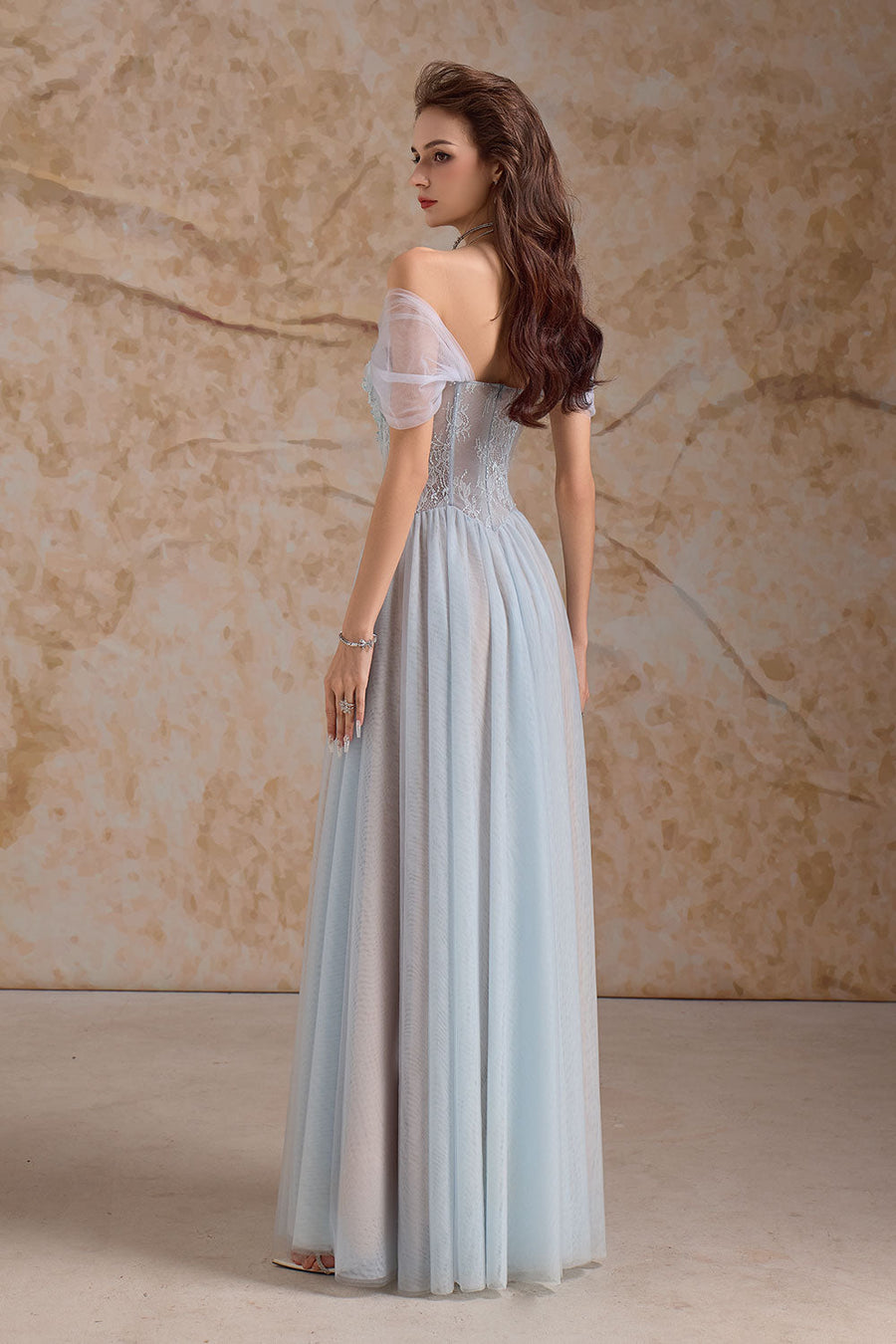 Meliora A-line Illusion Neck Mesh Lace Floor Length Dress Maxi Dress Calista de Minh Thanh