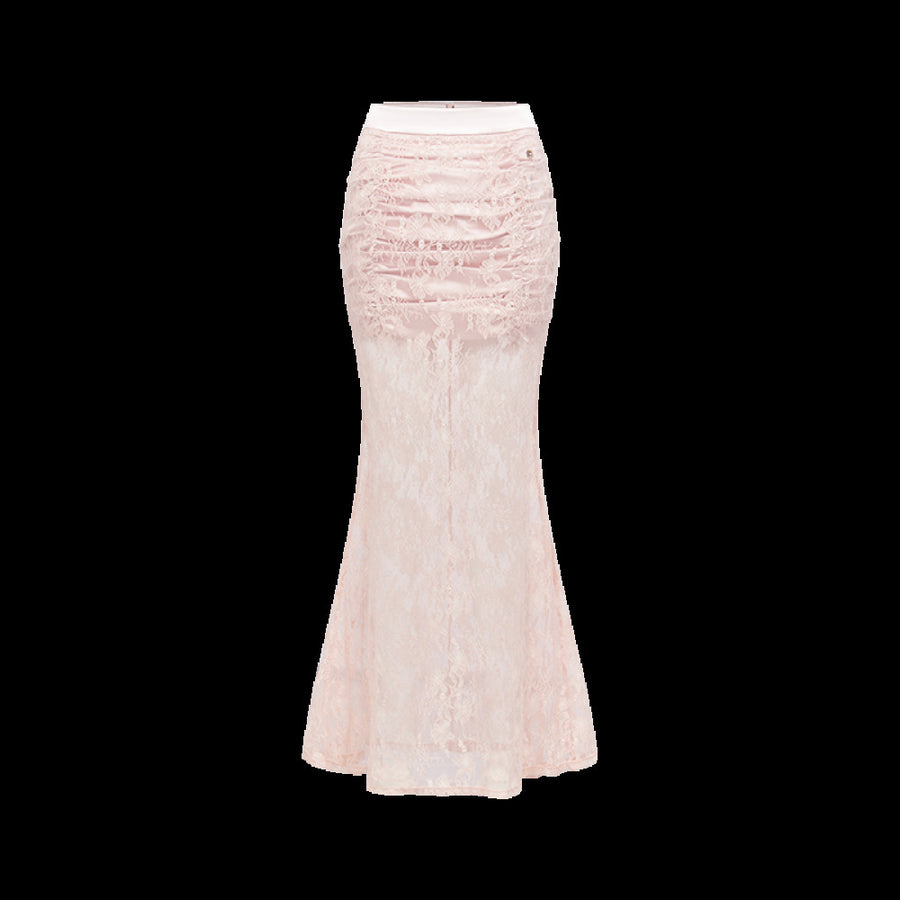 RESSALINA Lefae Lace Satin Splicing Fishbone Atmosphere Set Half Skirt Strap Two Piece Set Summer Set RESSALINA
