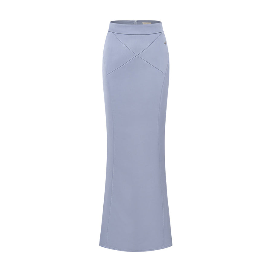 Mermaid satin patchwork fishbone corset slim fit fish tail half length long skirt set Set RESSALINA