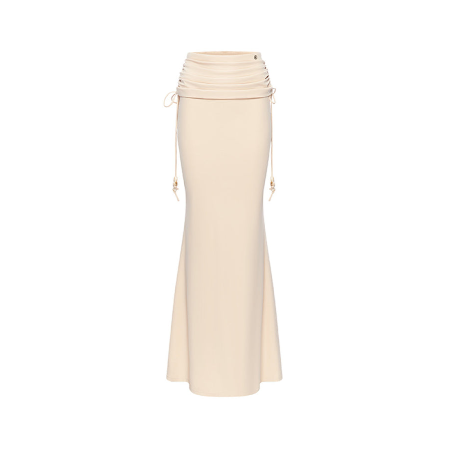 Selene One Shoulder Fishbone Top Drawn Fish Tail Half Skirt Vacation Style Set Set RESSALINA