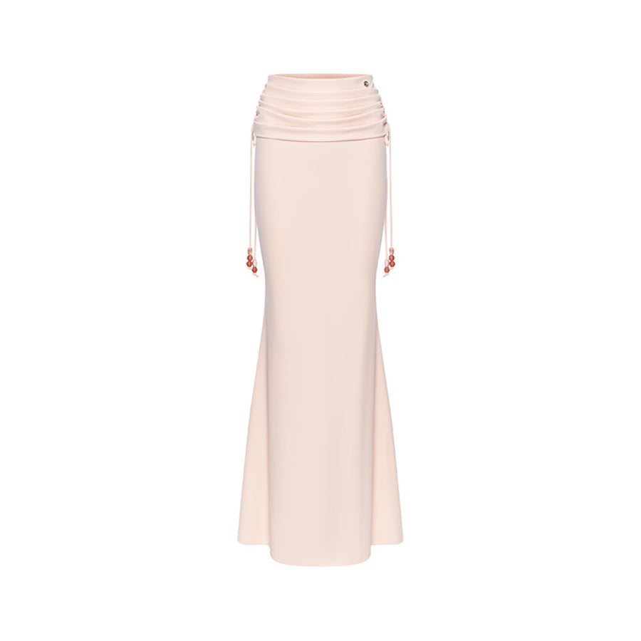 Selene One Shoulder Fishbone Top Drawn Fish Tail Half Skirt Vacation Style Set Set RESSALINA
