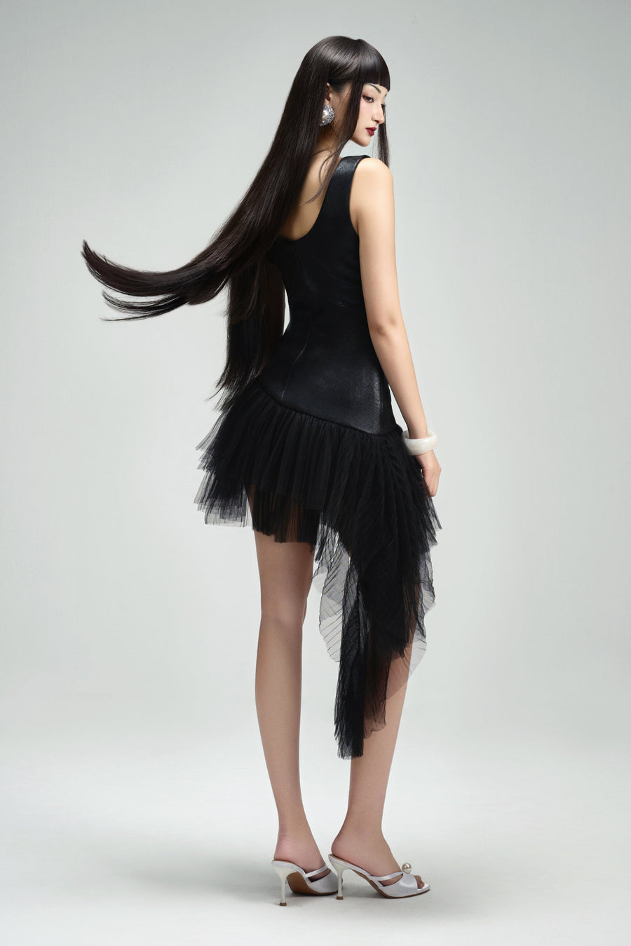 Harper Asymmetric Loose Strap Felt Mini Dress 3