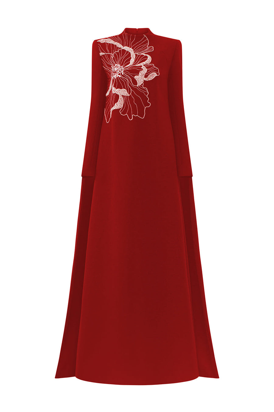 Lucero Trapezoid High Neck Velvet Satin Floor Length Dress 8