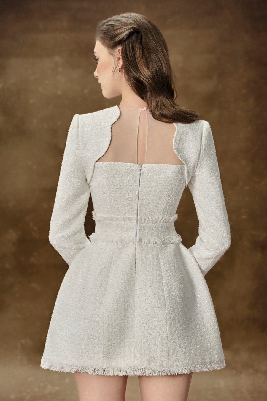 Elysia A-line Patch Pocket Tweed Mini Dress Mini Dress Delicate