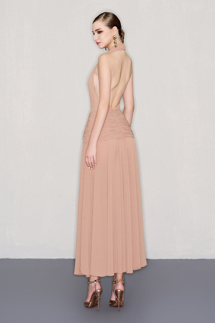 Kaleb A-line Sleeveless Chiffon Ankle Length Dress Maxi Dress CEM
