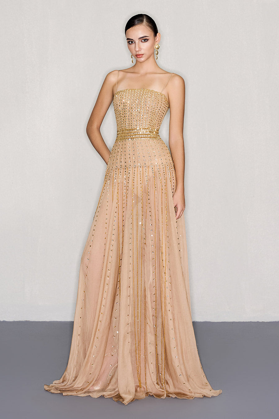 Soren A-line Spaghetti Strap Chiffon Floor Length Dress Gown Dress CEM