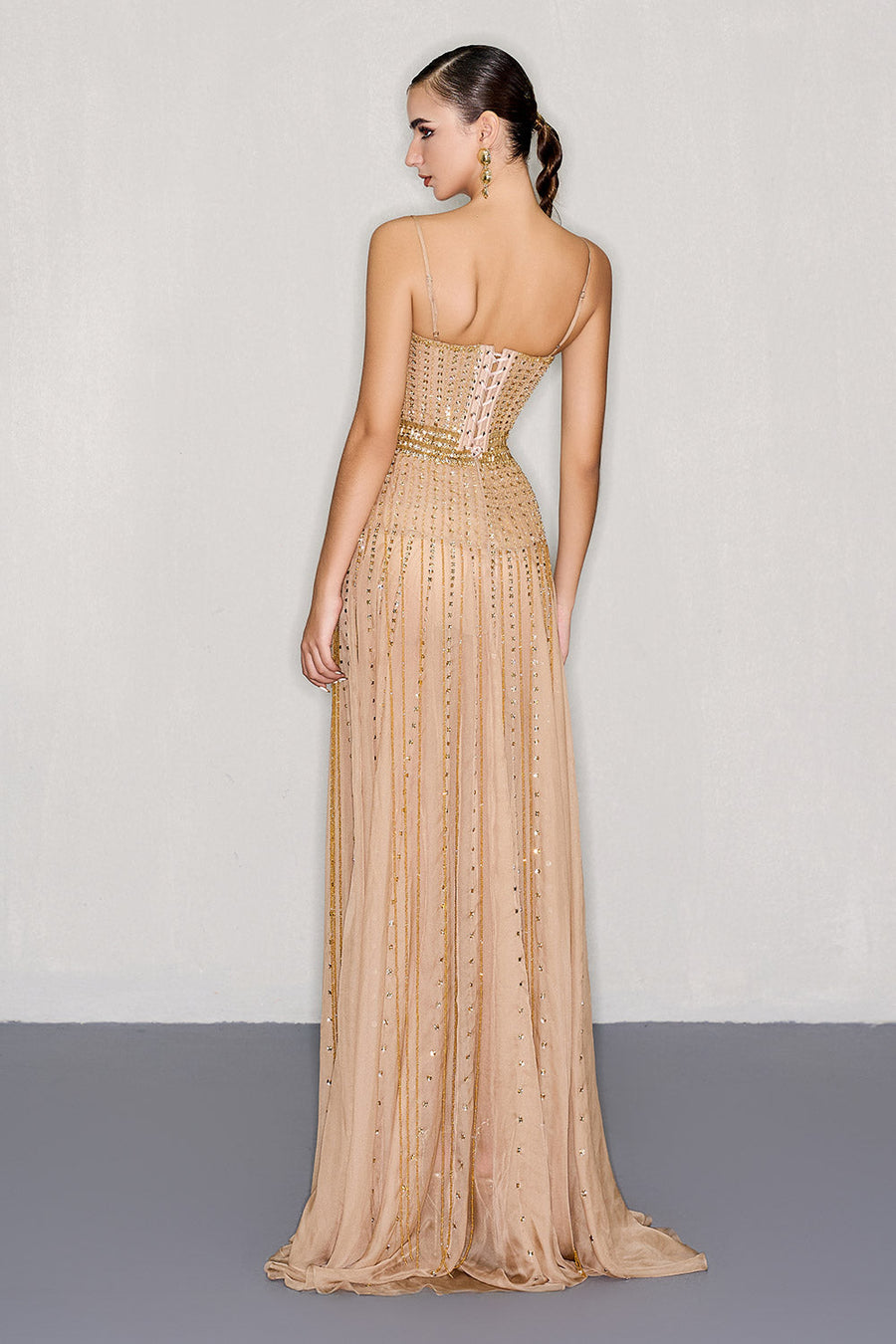Soren A-line Spaghetti Strap Chiffon Floor Length Dress Gown Dress CEM