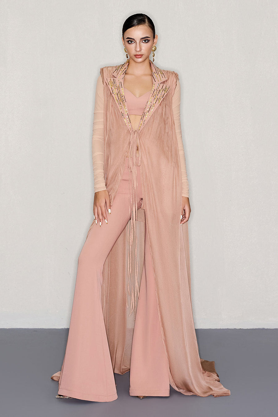 Archer Fit and Flare High Waist Crepe Floor Length Pants Pants CEM