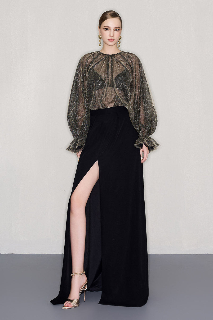 Devon Slit High Waist Crepe Floor Length Skirt Skirt CEM