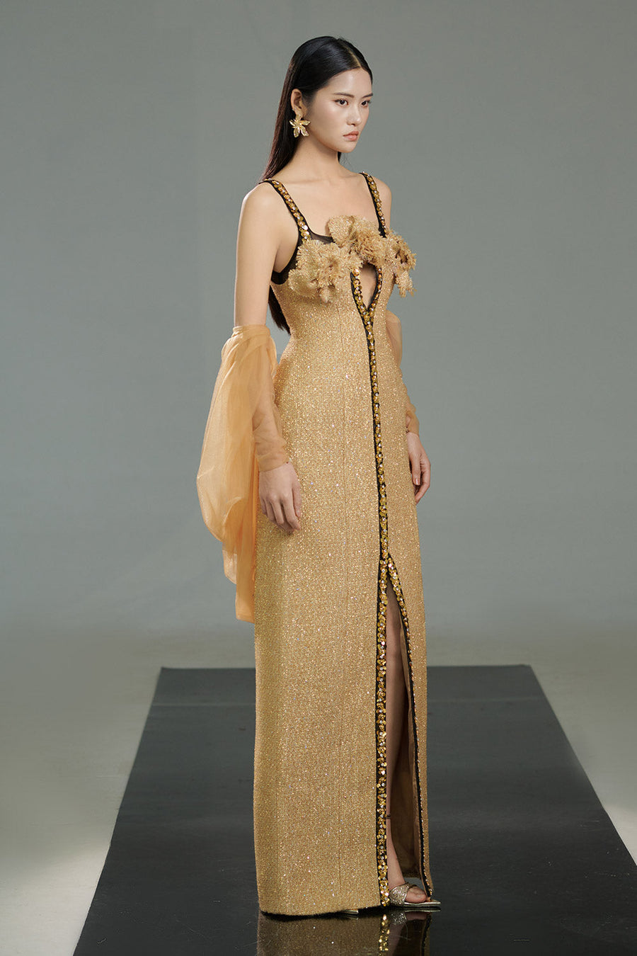 Kody Sheath Front Slit Polyester Floor Length Dress 6
