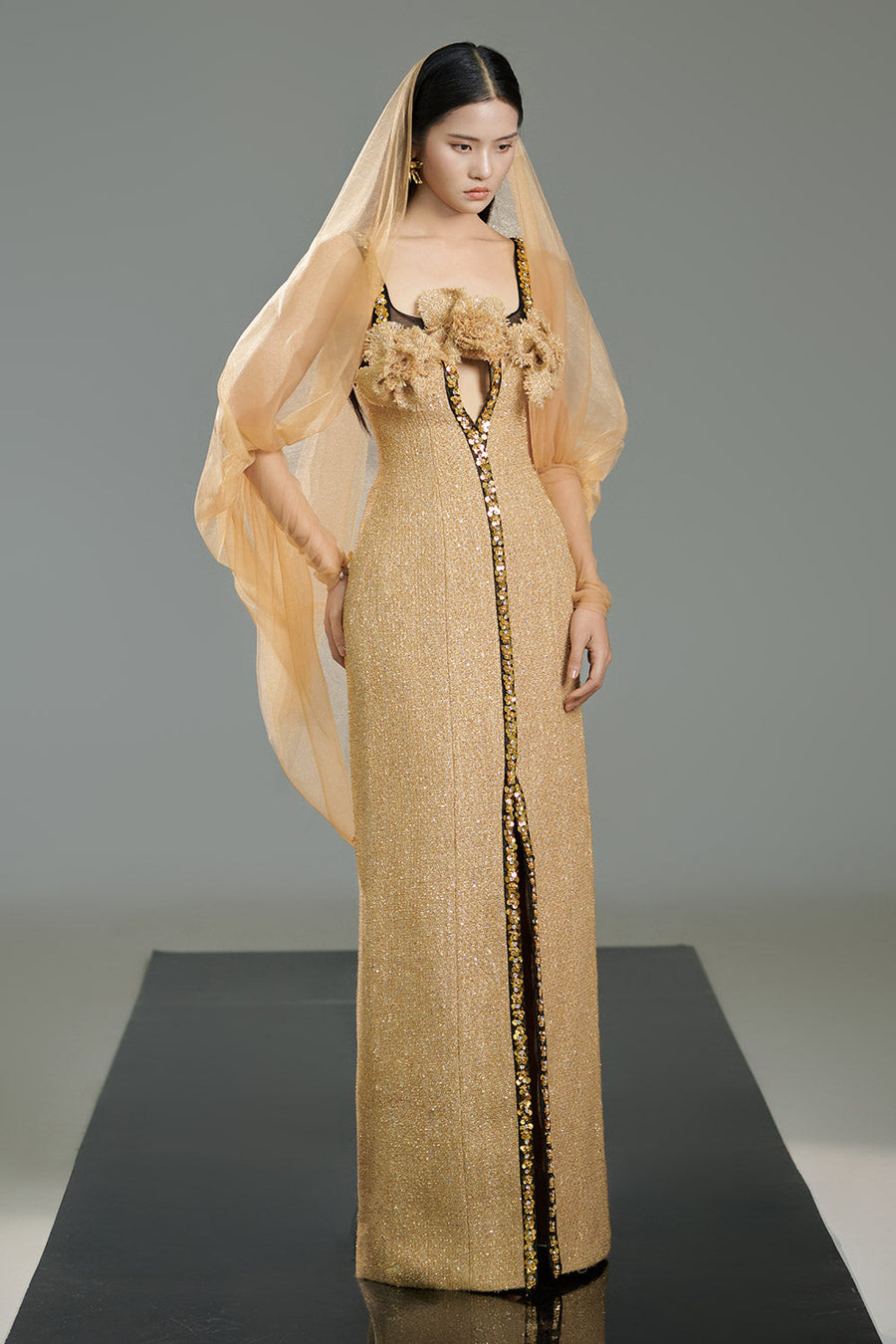 Kody Sheath Front Slit Polyester Floor Length Dress 7