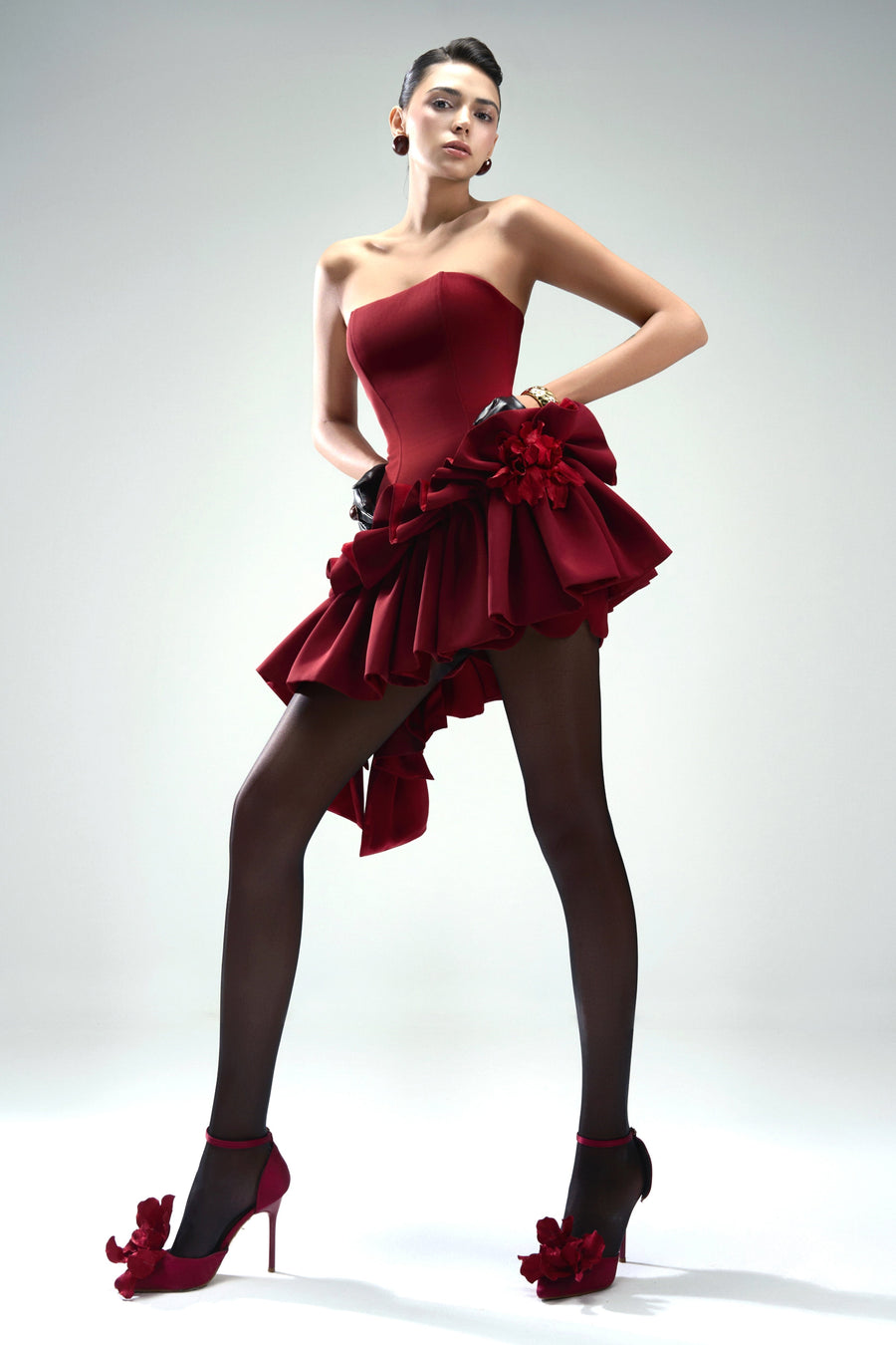 Seaweed Asymmetric Straight Across Neck Twill Mini Dress 6